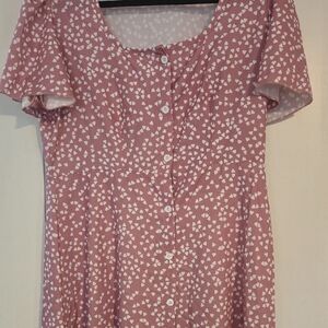 Pink Heart Patterned Women's Top